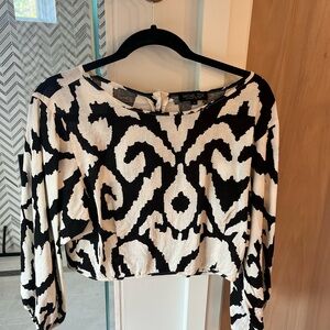 Rachel Zoe Black and White Graphic Crop Blouse